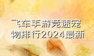 飞车手游竞速宠物排行2024最新（qq飞车手游竞速宠物排行2024）