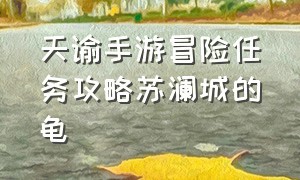 天谕手游冒险任务攻略苏澜城的龟