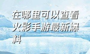 在哪里可以查看火影手游最新爆料