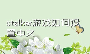 stalker游戏如何设置中文