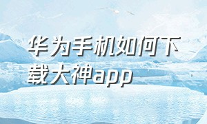 华为手机如何下载大神app