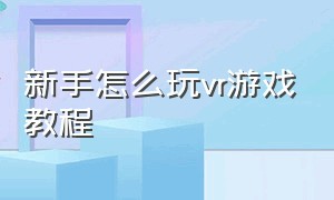 新手怎么玩vr游戏教程