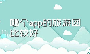 哪个app的旅游团比较好