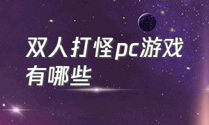 双人打怪pc游戏有哪些