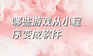 哪些游戏从小程序变成软件