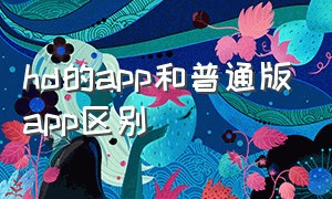 hd的app和普通版app区别