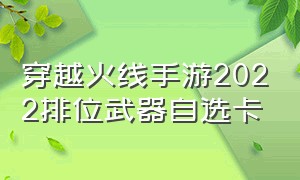 穿越火线手游2022排位武器自选卡