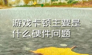 游戏卡顿主要是什么硬件问题（游戏画面卡顿不流畅与什么有关）