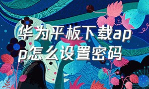 华为平板下载app怎么设置密码