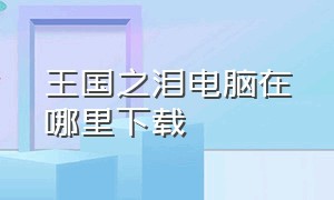 王国之泪电脑在哪里下载（王国之泪可以在电脑上下载吗）