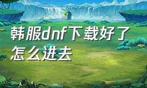 韩服dnf下载好了怎么进去