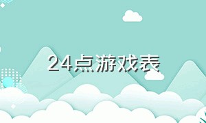 24点游戏表（24点游戏表格制作方法）