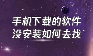 手机下载的软件没安装如何去找（手机上没有下载软件的东西怎么办）