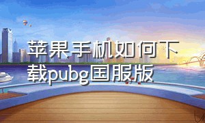 苹果手机如何下载pubg国服版