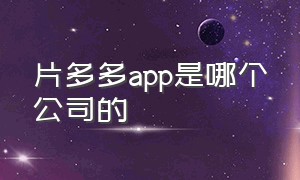 片多多app是哪个公司的（片多多app助力成功后截图）