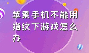 苹果手机不能用指纹下游戏怎么办（苹果手机不能边打游戏边听歌吗）