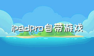 ipadpro自带游戏（ipad pro适配哪些游戏）