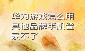 华为游戏怎么用其他品牌手机登录不了（华为手机下载的游戏登录不了咋办）