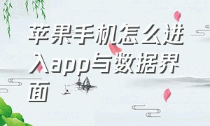 苹果手机怎么进入app与数据界面