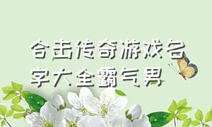 合击传奇游戏名字大全霸气男（霸气的传奇游戏昵称大全）