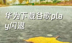 华为下载谷歌play闪退（华为下载谷歌play闪退怎么回事）