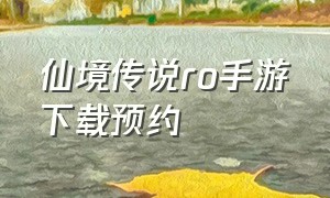 仙境传说ro手游下载预约（仙境传说ro手游官网公测下载）