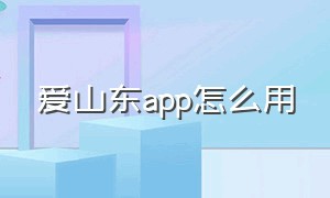 爱山东app怎么用