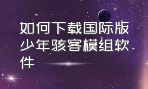 如何下载国际版少年骇客模组软件（网易版少年骇客免费模组怎么下载）