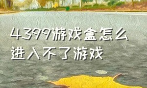 4399游戏盒怎么进入不了游戏