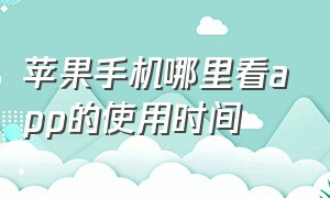 苹果手机哪里看app的使用时间