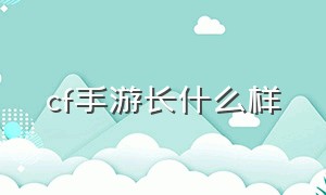 cf手游长什么样（cf手游玩家都是什么样子）