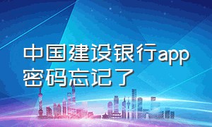 中国建设银行app密码忘记了