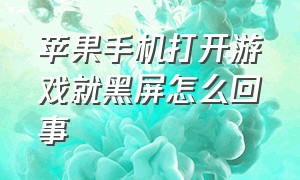 苹果手机打开游戏就黑屏怎么回事