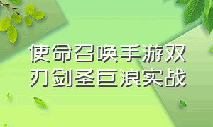 使命召唤手游双刃剑圣巨浪实战（使命召唤手游双刃剑圣全套搭配）