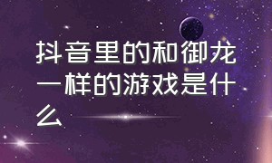 抖音里的和御龙一样的游戏是什么