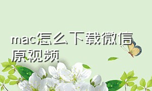 mac怎么下载微信原视频（mac怎样下载微信）