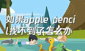 如果apple pencil找不到了怎么办