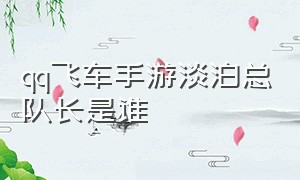 qq飞车手游淡泊总队长是谁（qq飞车手游淡泊车队是什么来头）