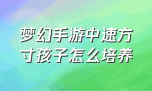 梦幻手游中速方寸孩子怎么培养