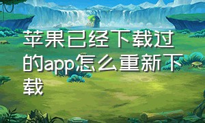 苹果已经下载过的app怎么重新下载（苹果商店下载过的app怎么重新下载）