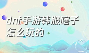 dnf手游韩服瞎子怎么玩的