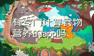 有专门计算食物营养的app吗（计算每天营养素的app）