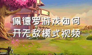 佩德罗游戏如何开无敌模式视频