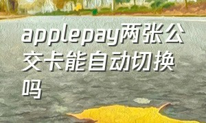 applepay两张公交卡能自动切换吗