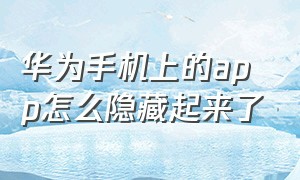 华为手机上的app怎么隐藏起来了（华为手机怎么单独隐藏一个app）