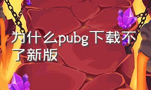 为什么pubg下载不了新版