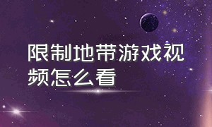 限制地带游戏视频怎么看