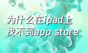为什么在ipad上找不到app store（ipad找不到app store怎么办）