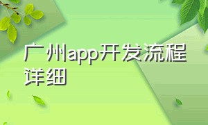 广州app开发流程详细