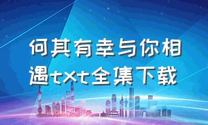 何其有幸与你相遇txt全集下载